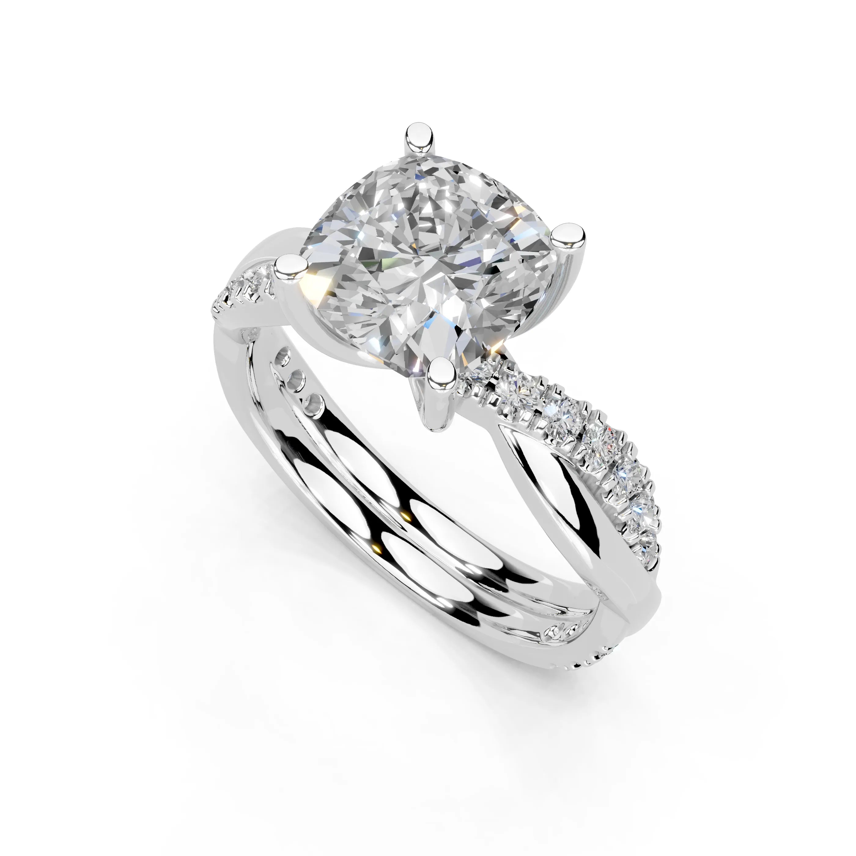 Cushion Cut Split Shank  Lab Grown Diamond Engagement Ring