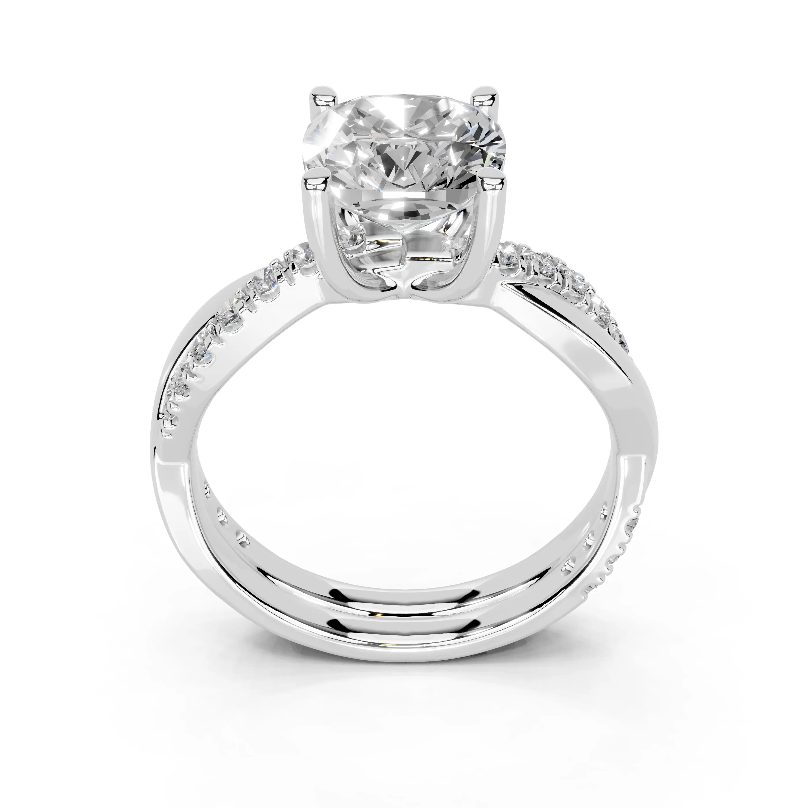 Cushion Cut Split Shank  Lab Grown Diamond Engagement Ring