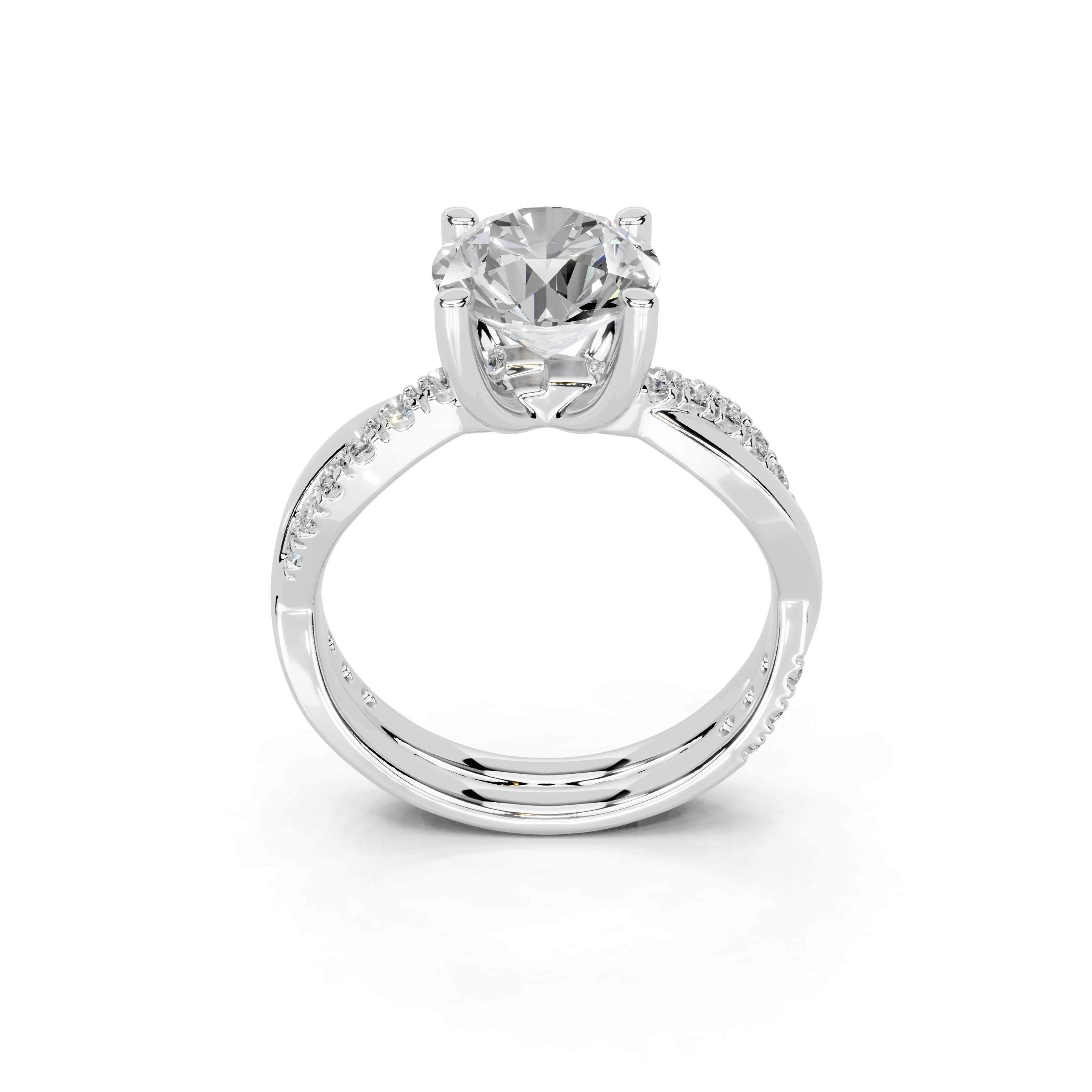 Round Cut Split Shank  Lab Grown Diamond Engagement Ring