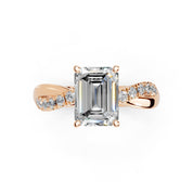 Emerald Cut Split Shank  Lab Grown Diamond Engagement Ring