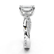 Emerald Cut Split Shank  Lab Grown Diamond Engagement Ring