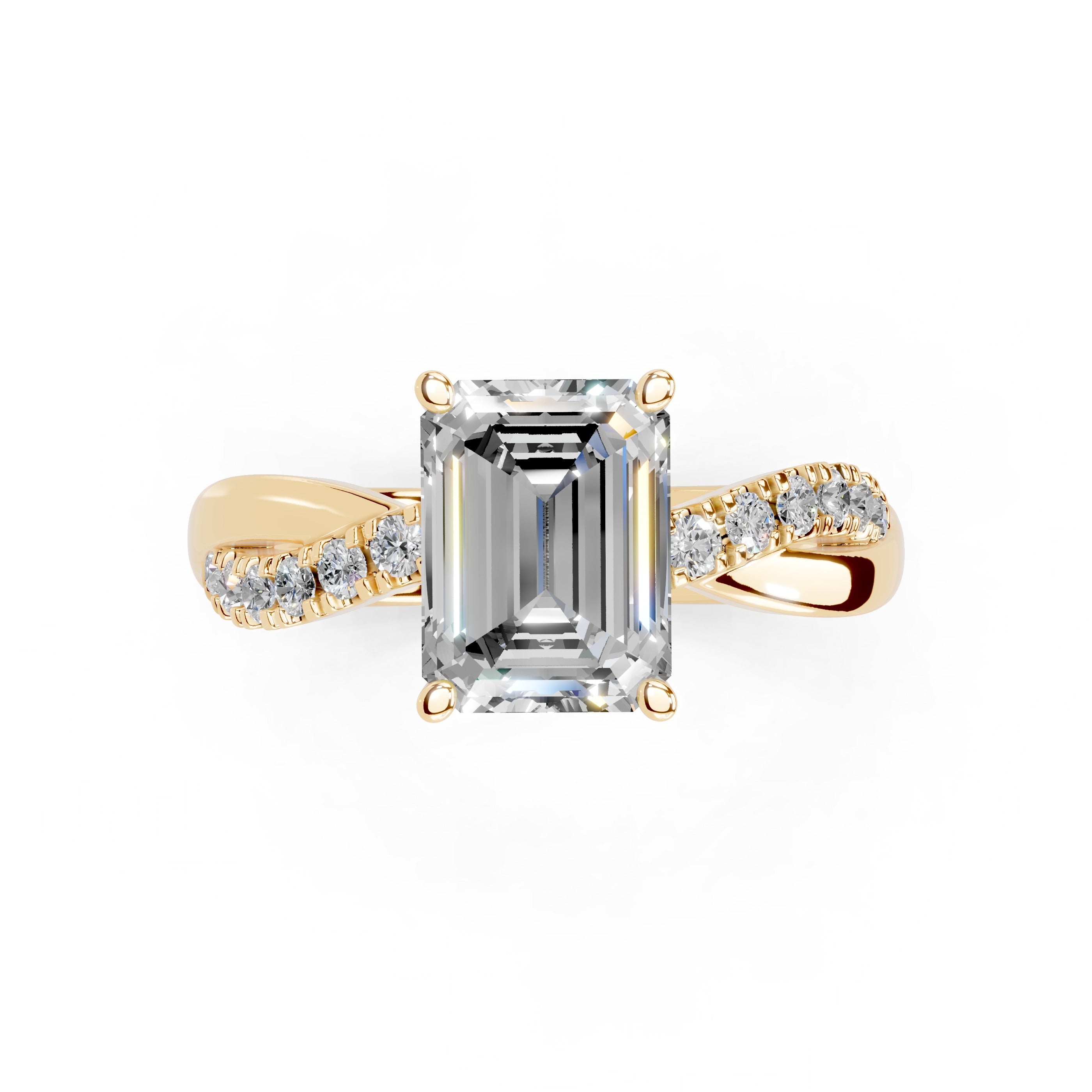 Emerald Cut Split Shank  Lab Grown Diamond Engagement Ring