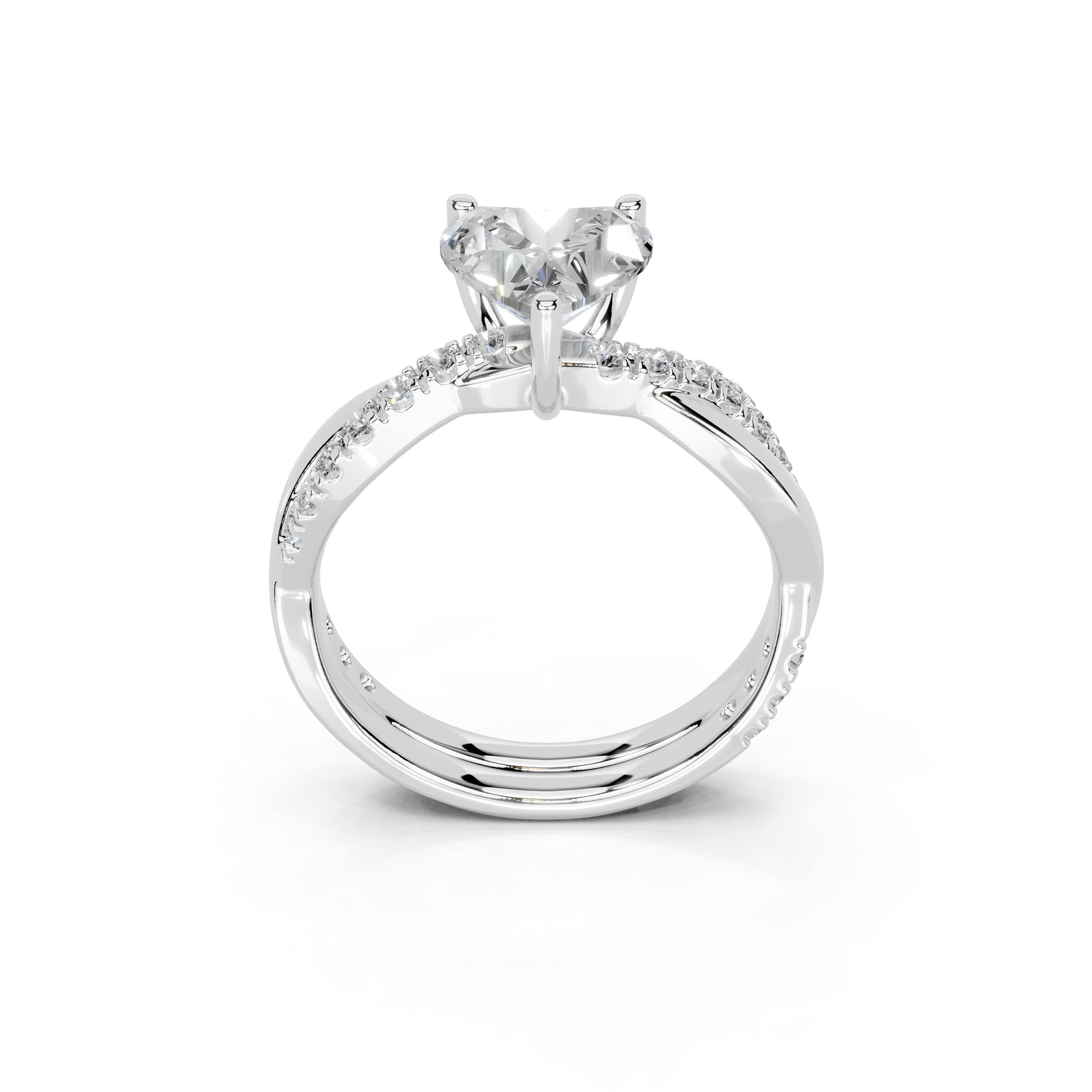 Heart Cut Split Shank  Lab Grown Diamond Engagement Ring