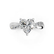 Heart Cut Split Shank  Lab Grown Diamond Engagement Ring