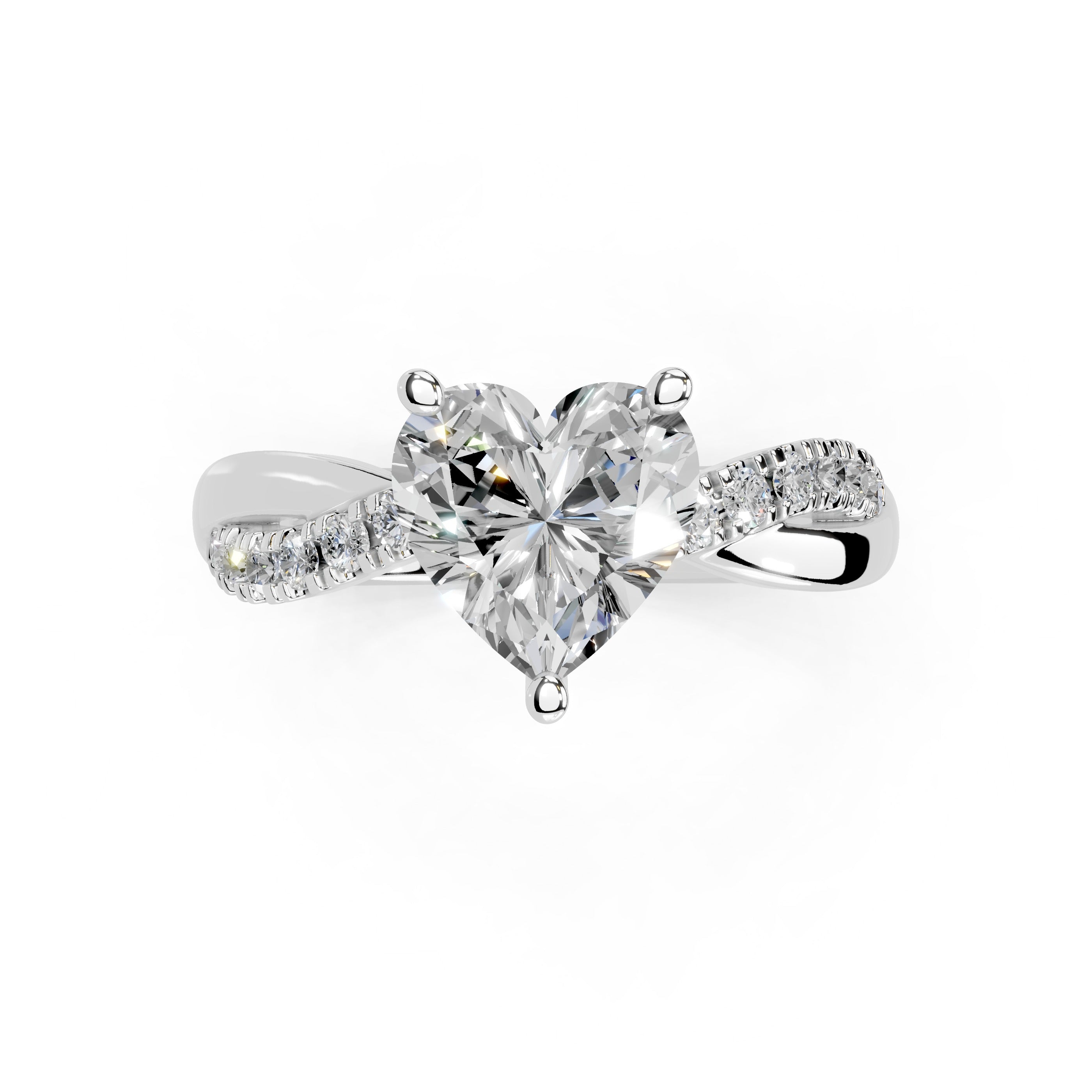 Heart Cut Split Shank  Lab Grown Diamond Engagement Ring