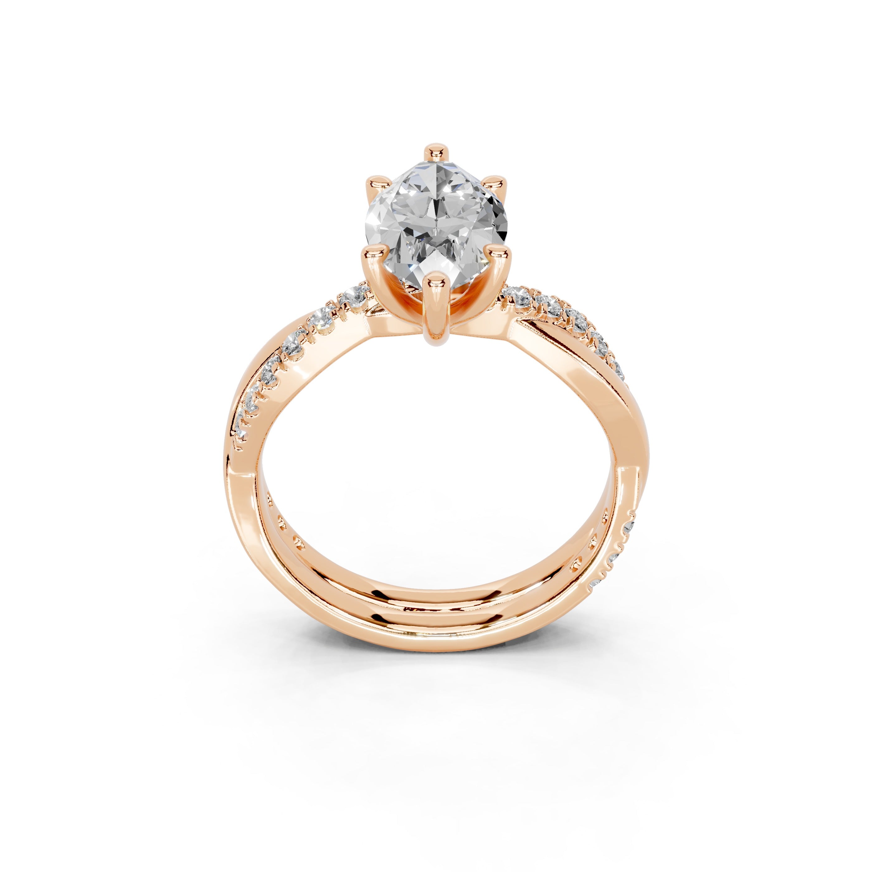 Marquise Cut Split Shank  Lab Grown Diamond Engagement Ring