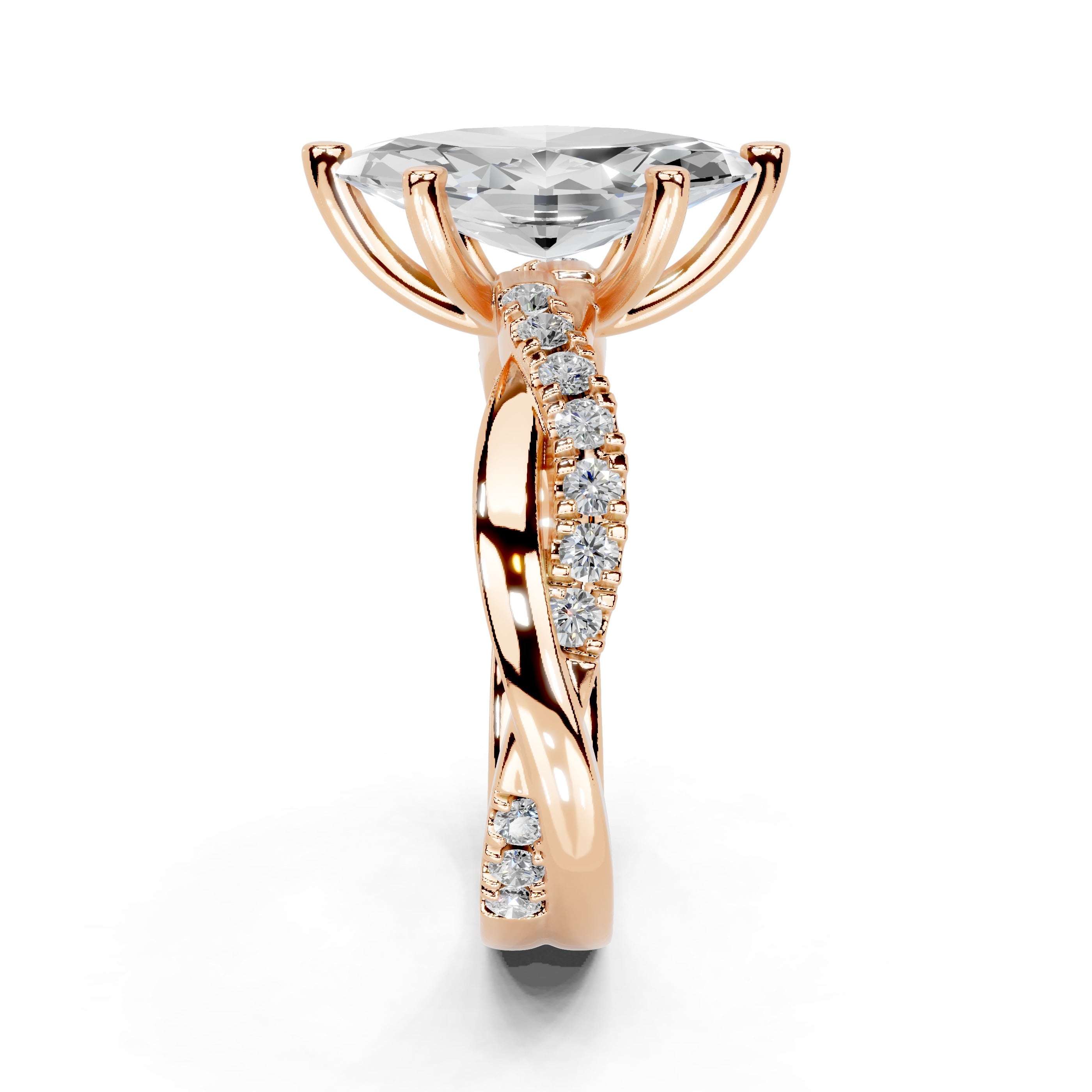 Marquise Cut Split Shank  Lab Grown Diamond Engagement Ring