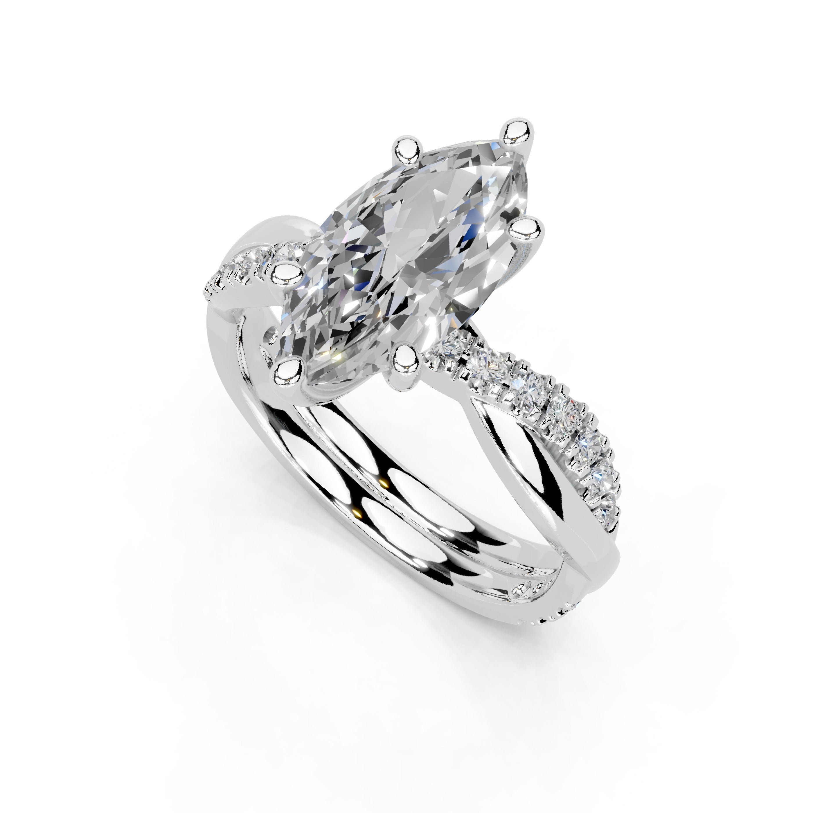 Marquise Cut Split Shank  Lab Grown Diamond Engagement Ring