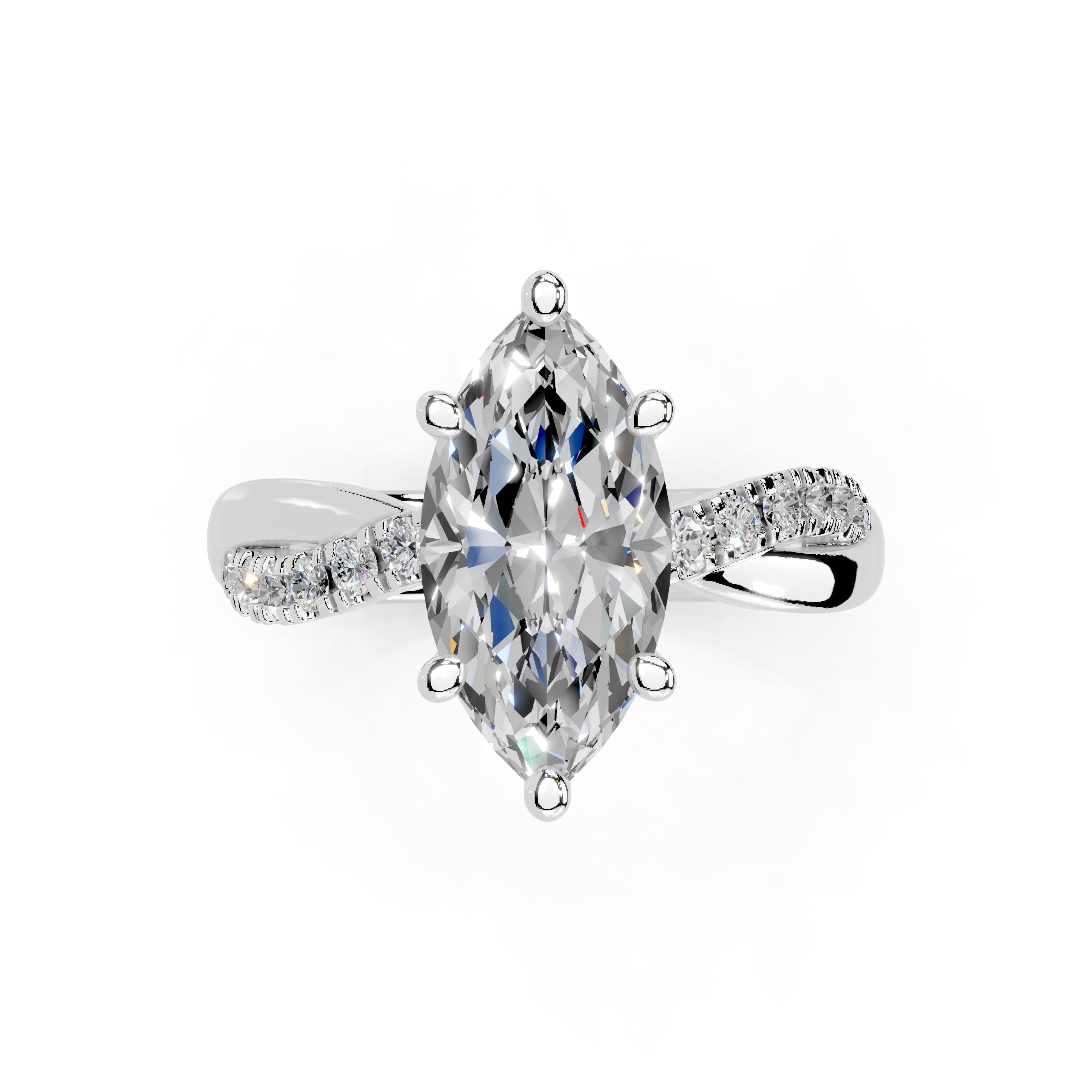 Marquise Cut Split Shank  Lab Grown Diamond Engagement Ring