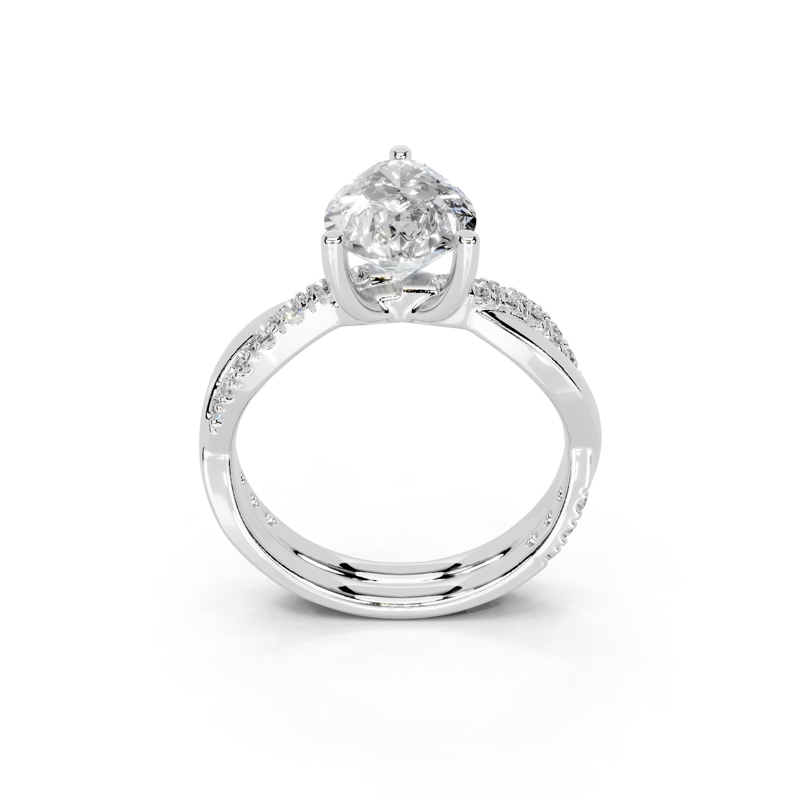 Pear Cut Split Shank  Lab Grown Diamond Engagement Ring