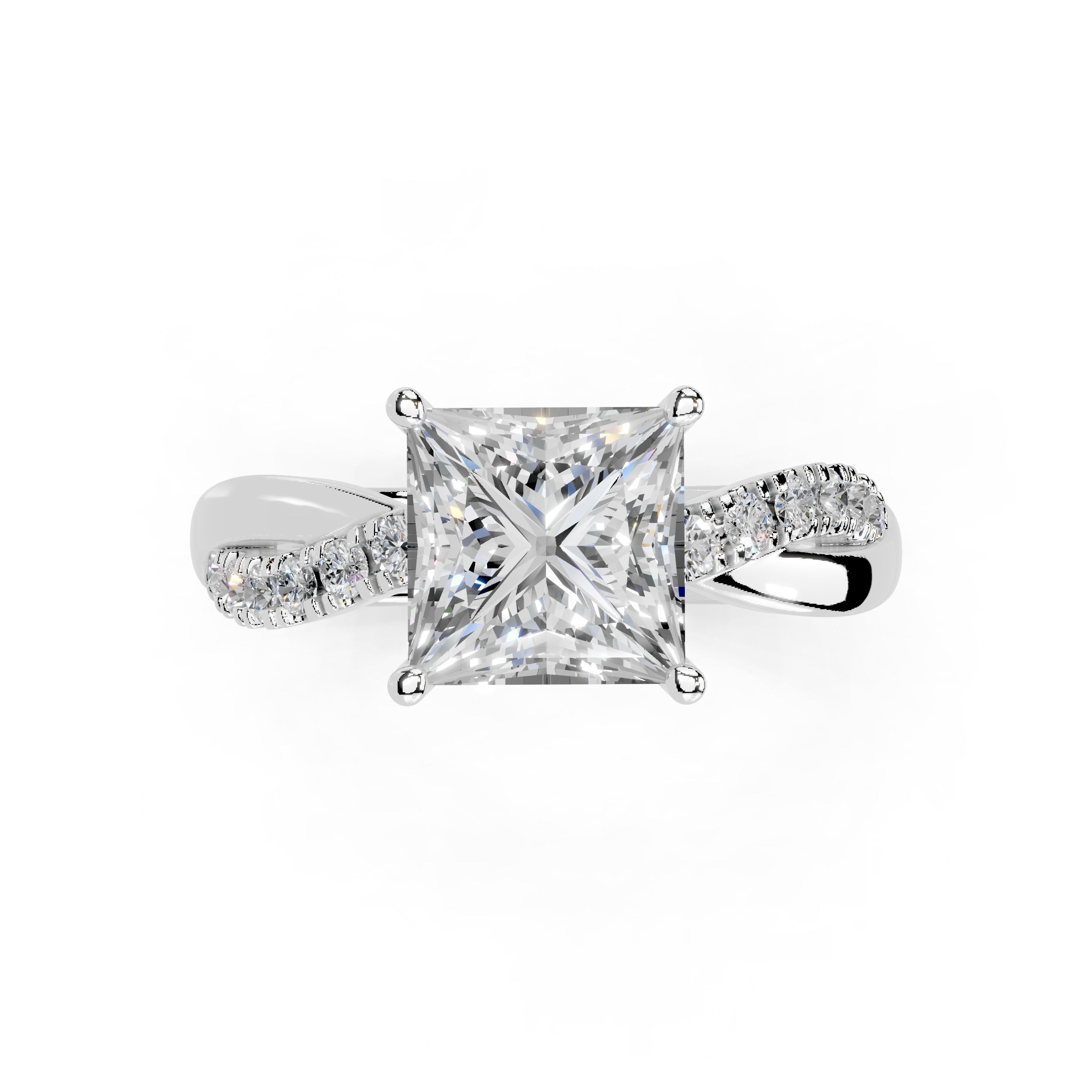 Princess Cut Split Shank  Lab Grown Diamond Engagement Ring