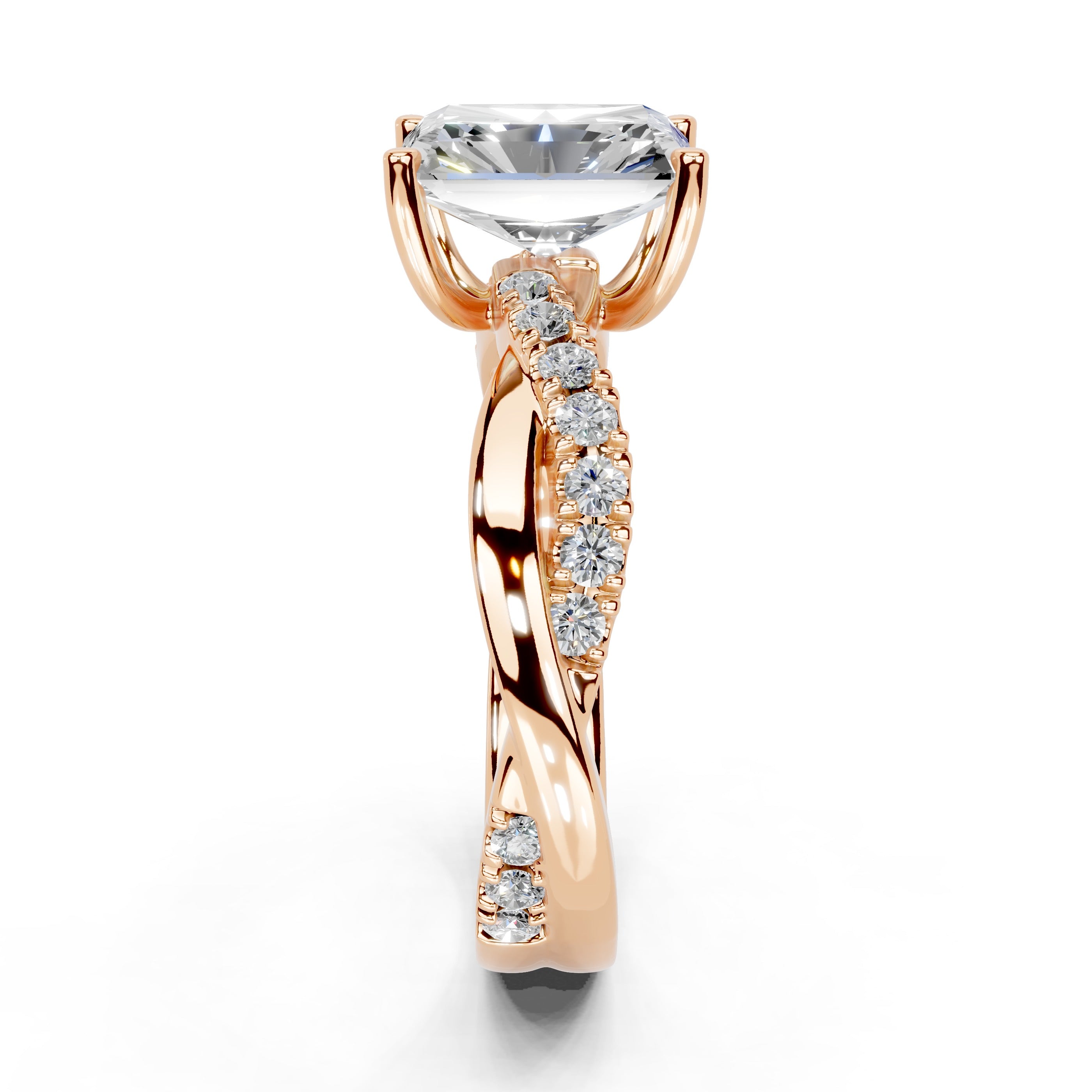 Radiant Cut Split Shank  Lab Grown Diamond Engagement Ring