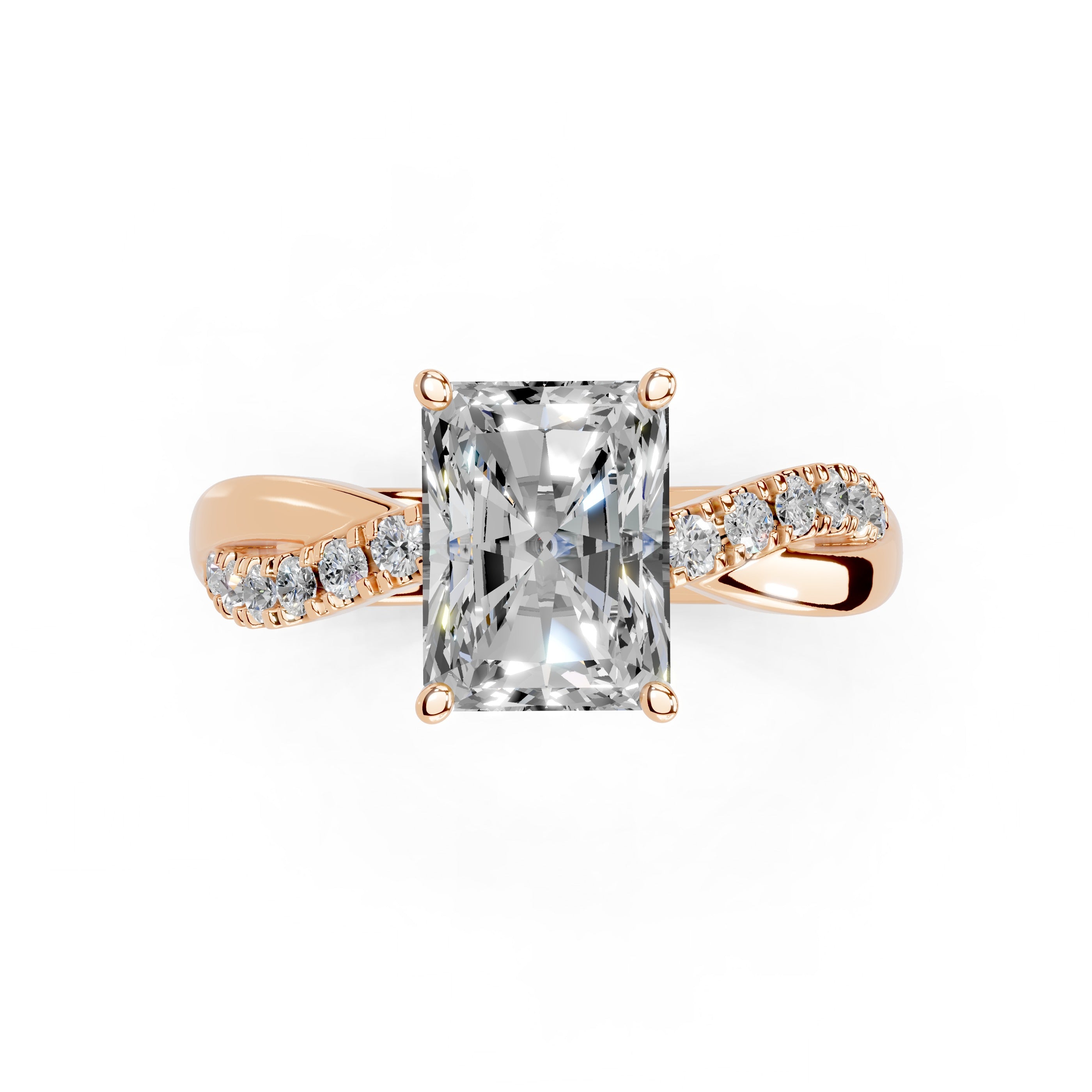 Radiant Cut Split Shank  Lab Grown Diamond Engagement Ring