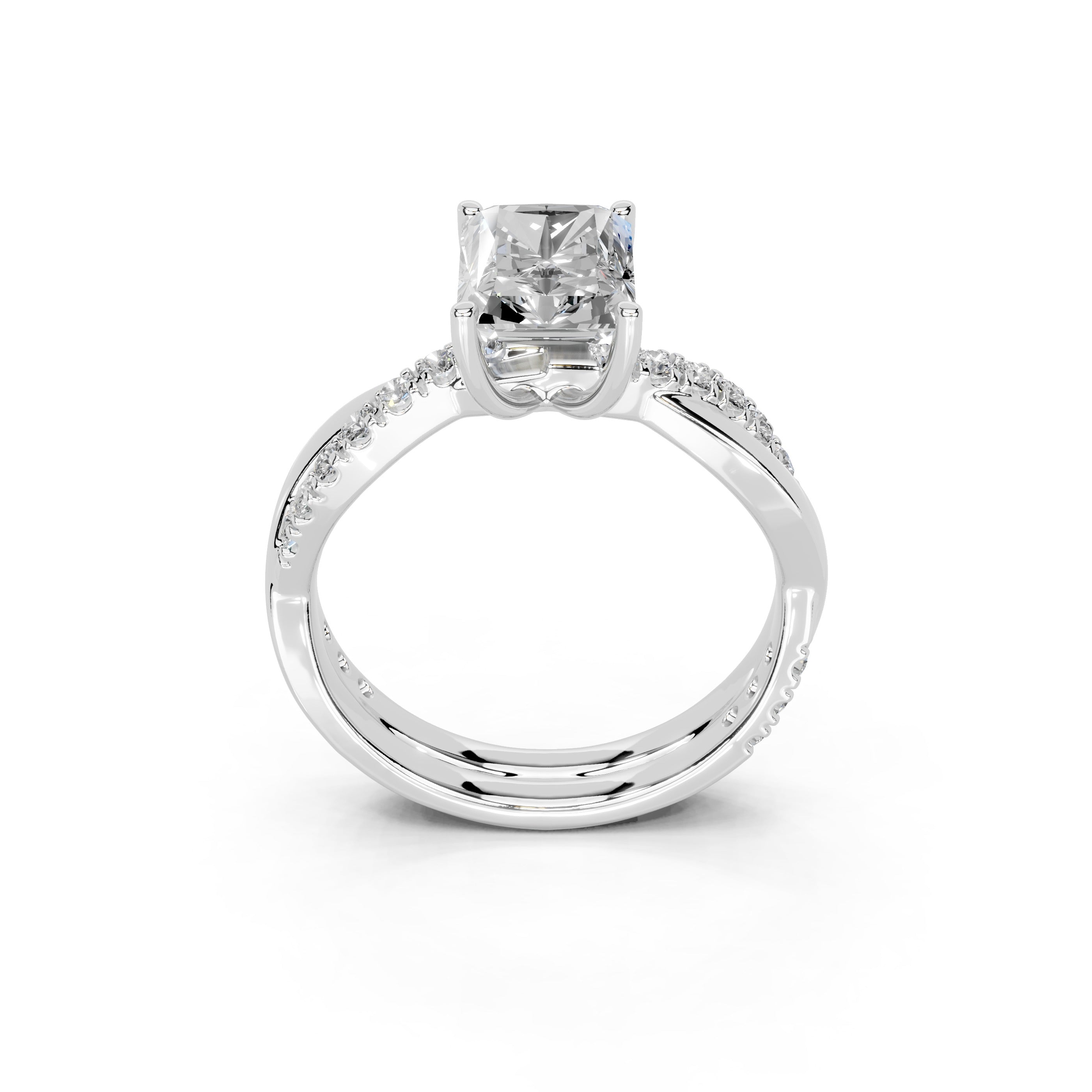 Radiant Cut Split Shank  Lab Grown Diamond Engagement Ring