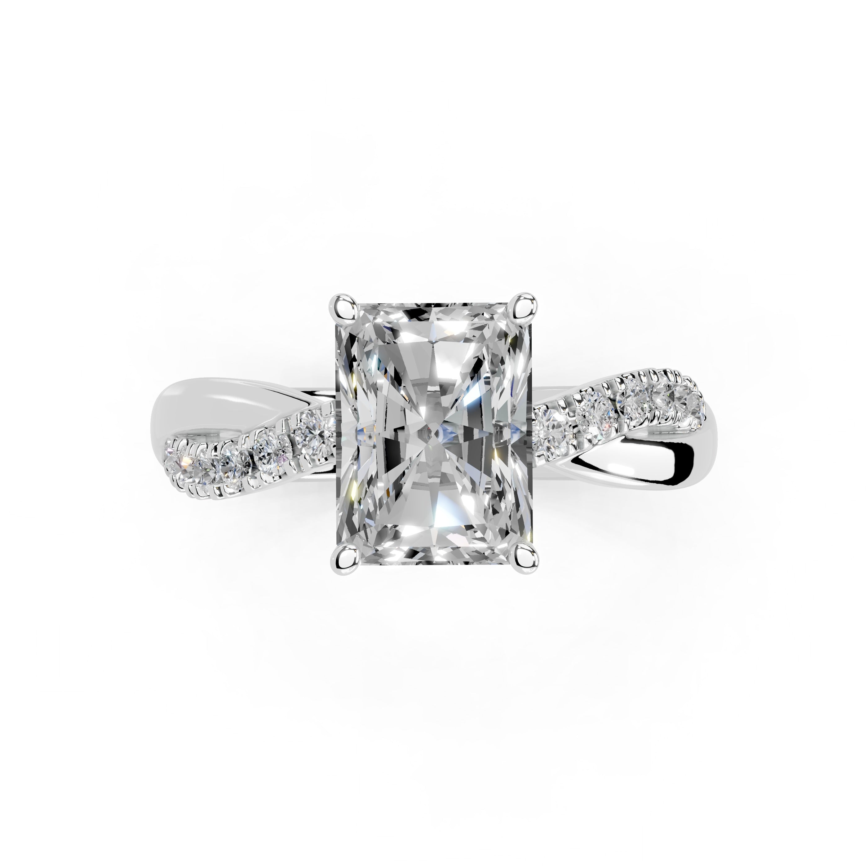 Radiant Cut Split Shank  Lab Grown Diamond Engagement Ring