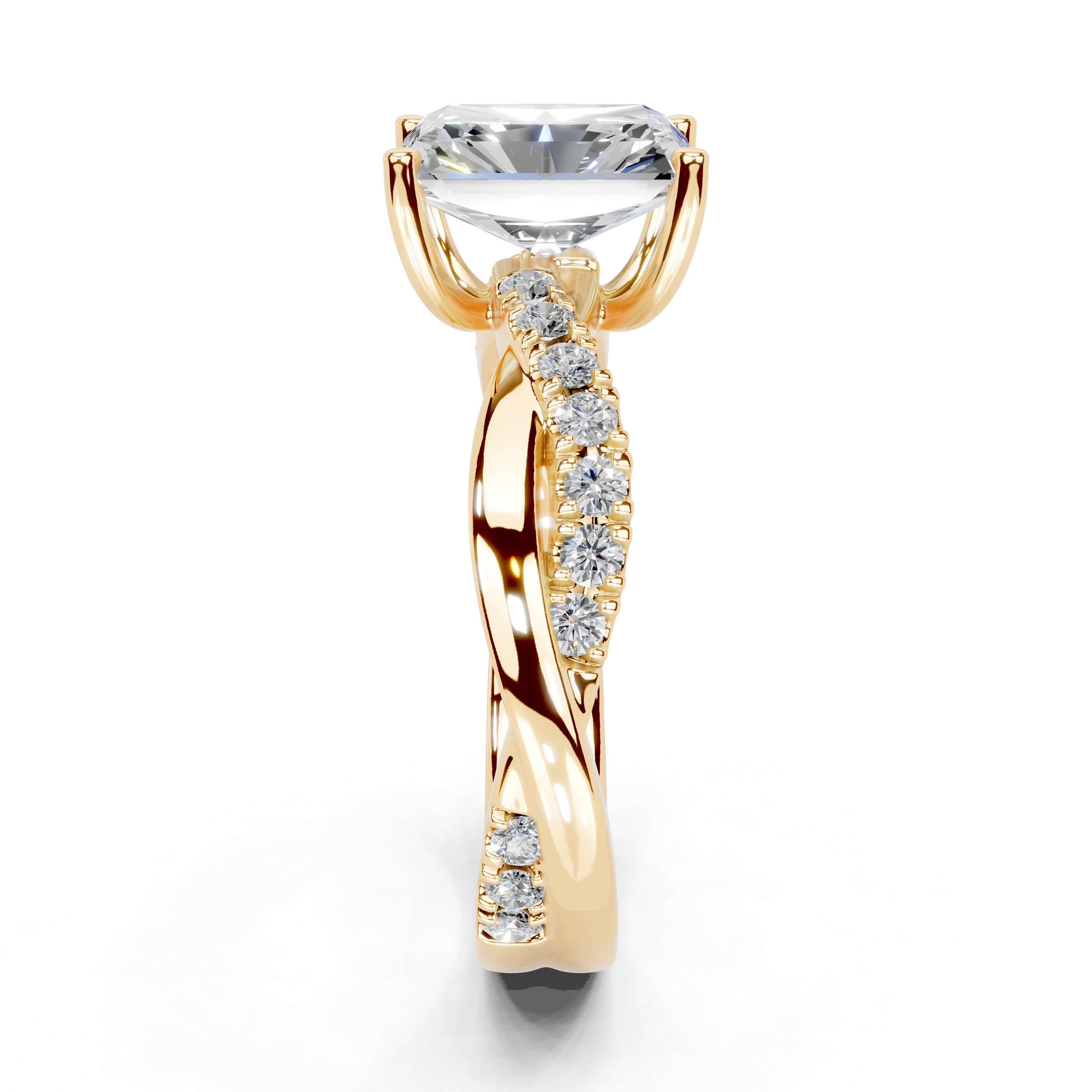 Radiant Cut Split Shank  Lab Grown Diamond Engagement Ring