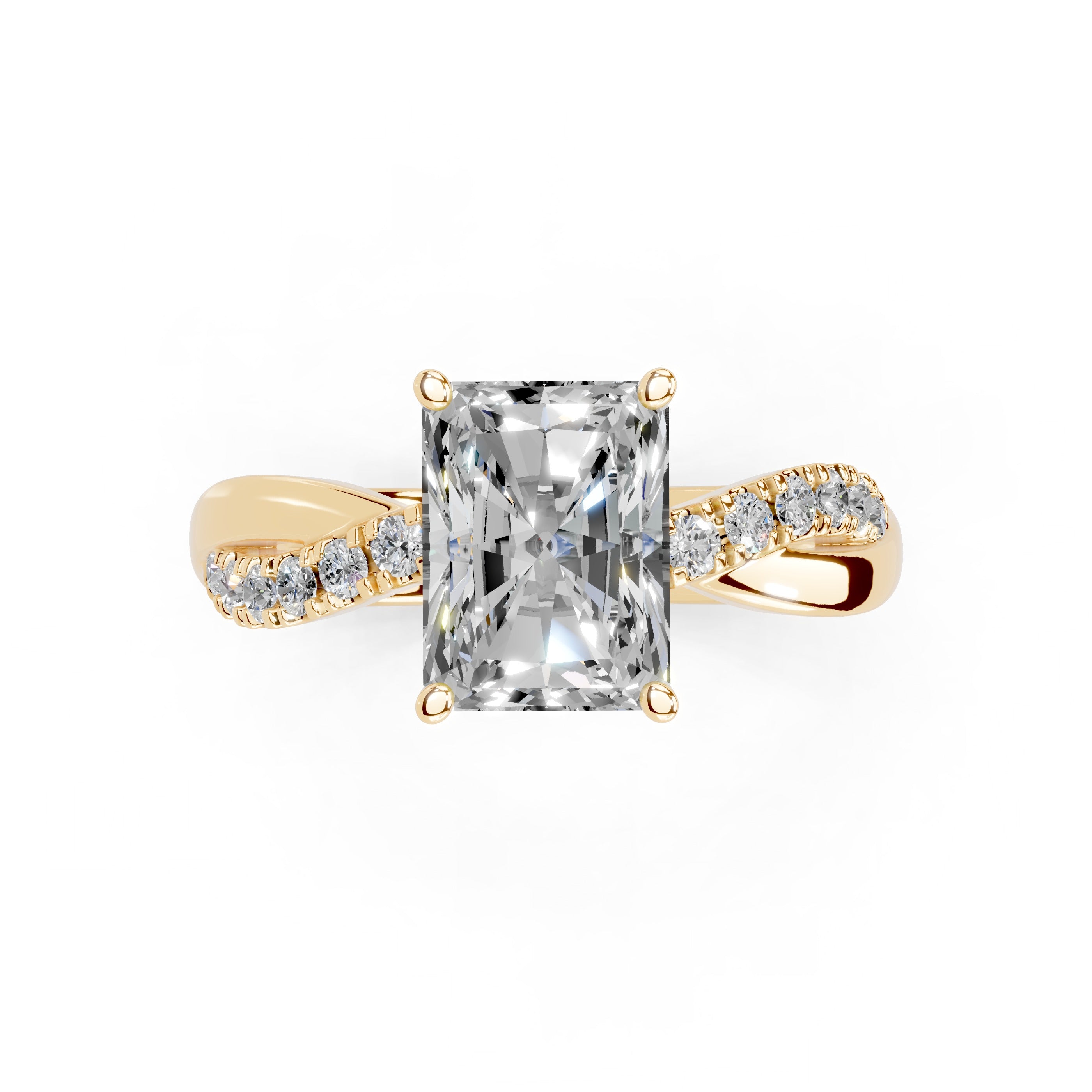 Radiant Cut Split Shank  Lab Grown Diamond Engagement Ring