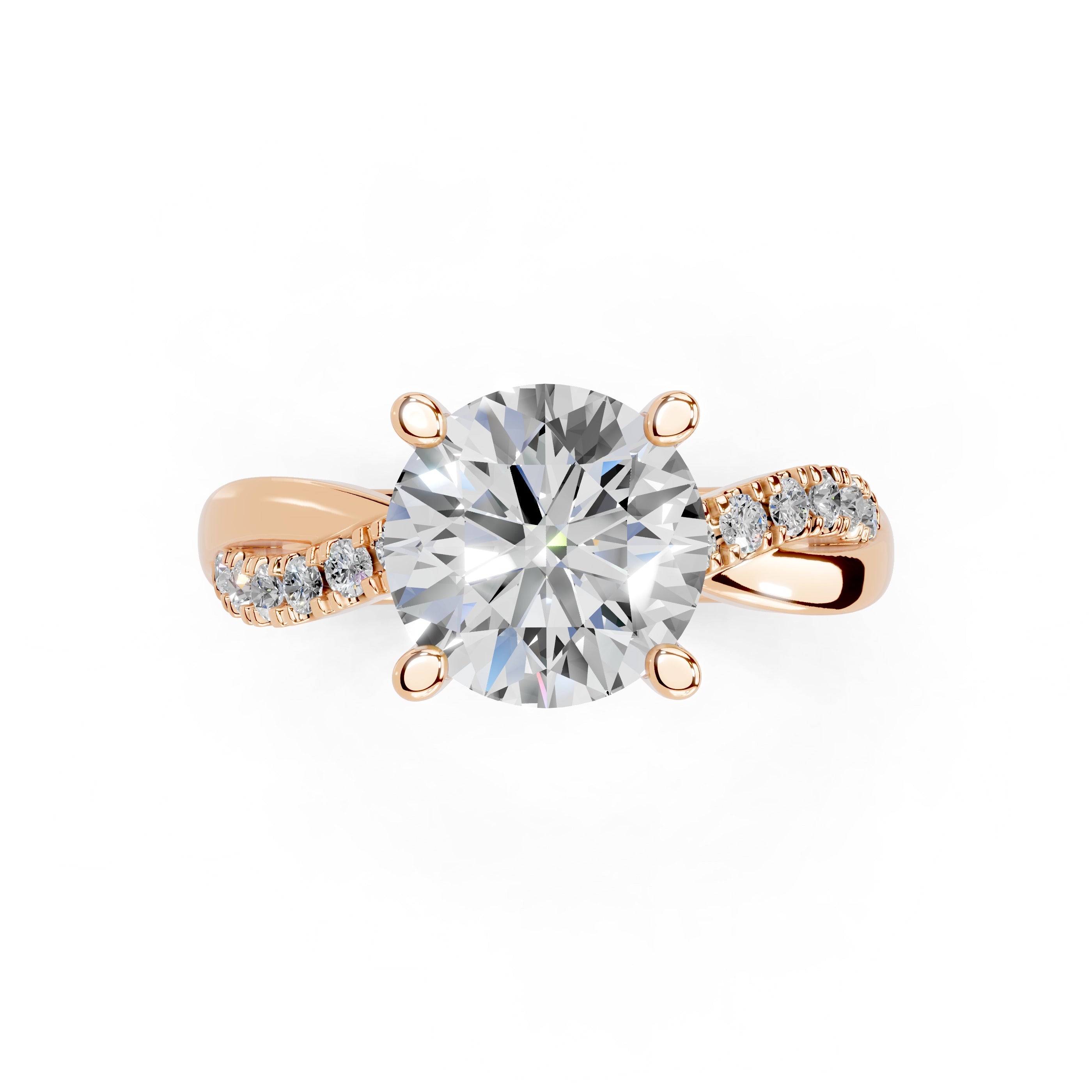 Round Cut Split Shank  Lab Grown Diamond Engagement Ring