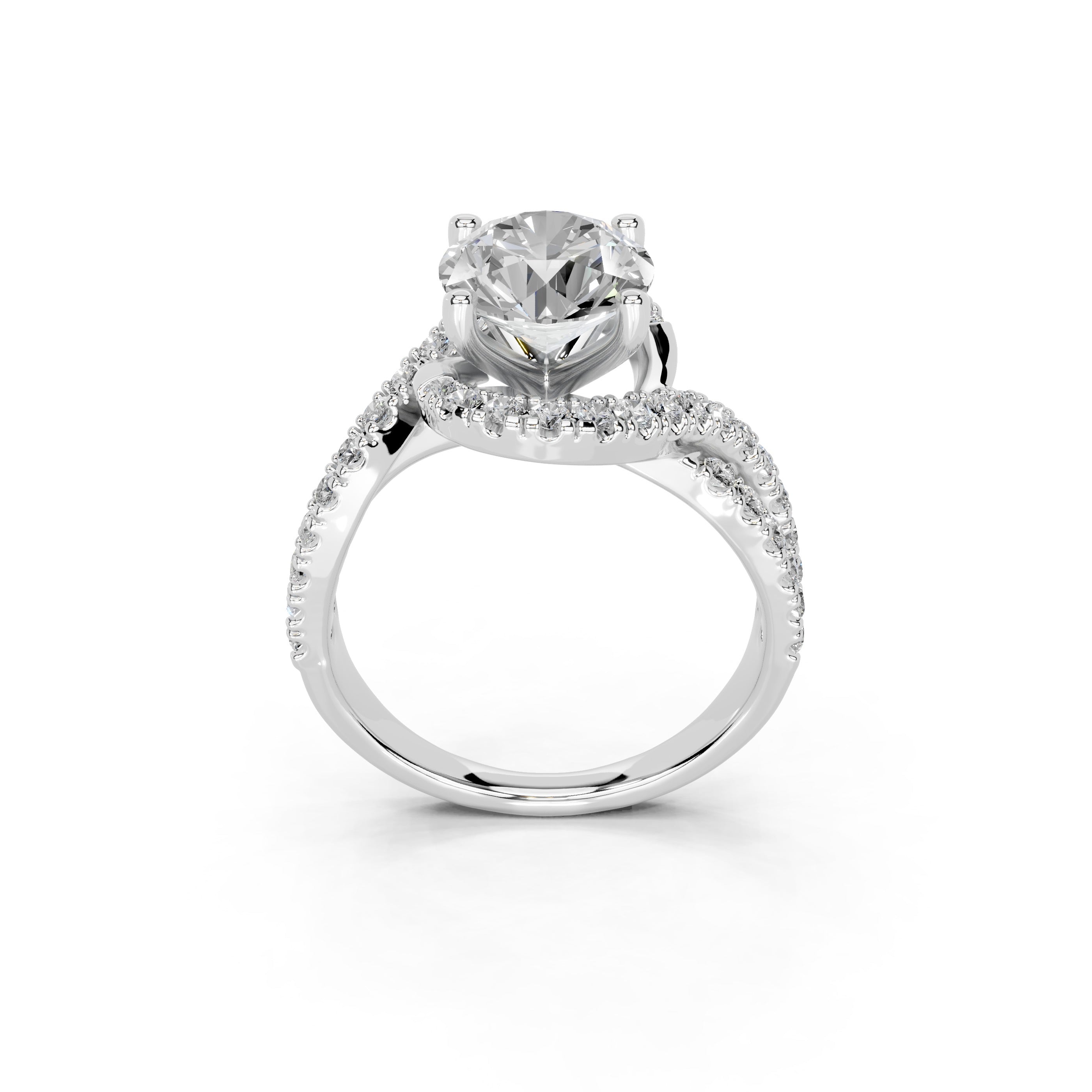 Round Cut Bypass Lab Grown Diamond Engagement Ring