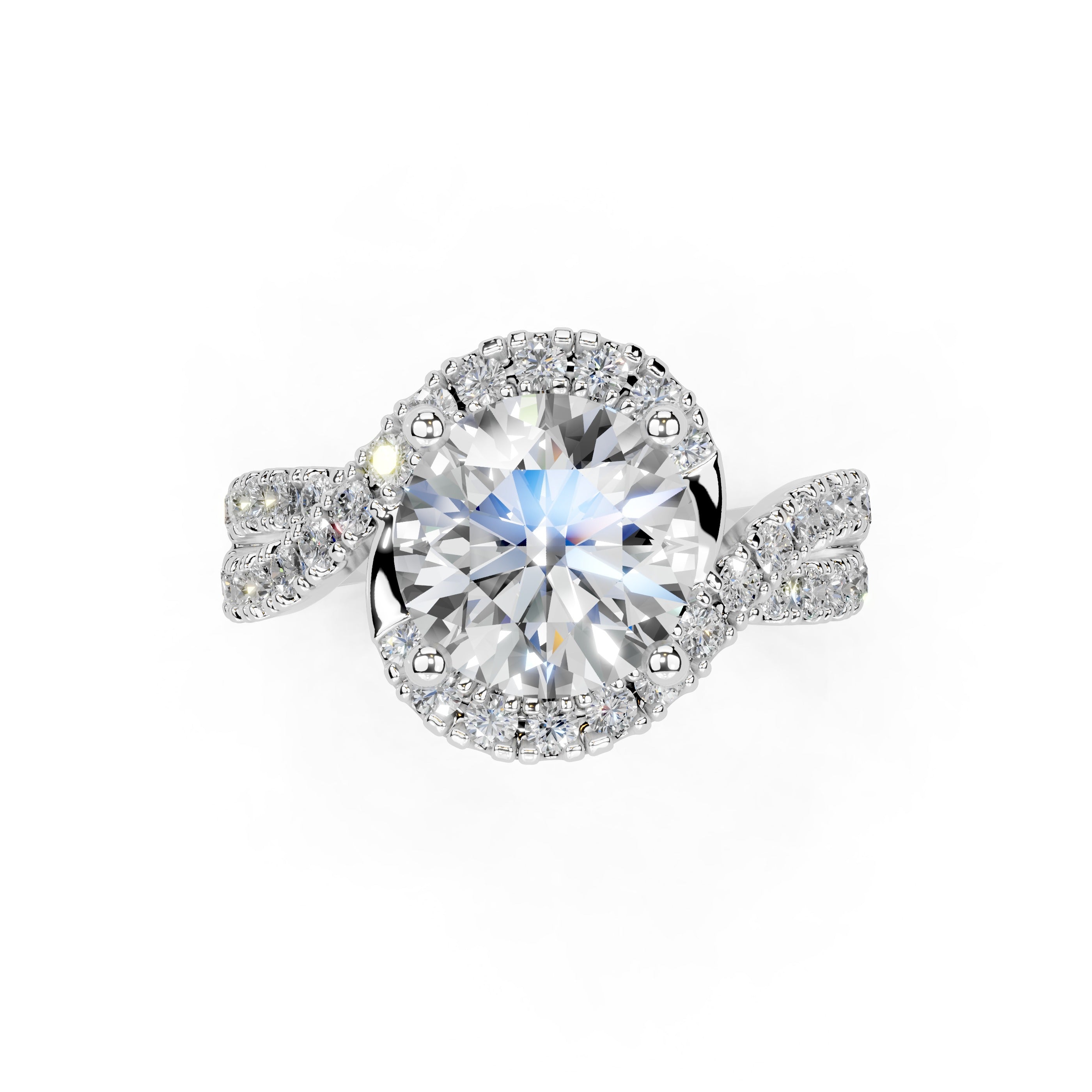 Round Cut Bypass Lab Grown Diamond Engagement Ring