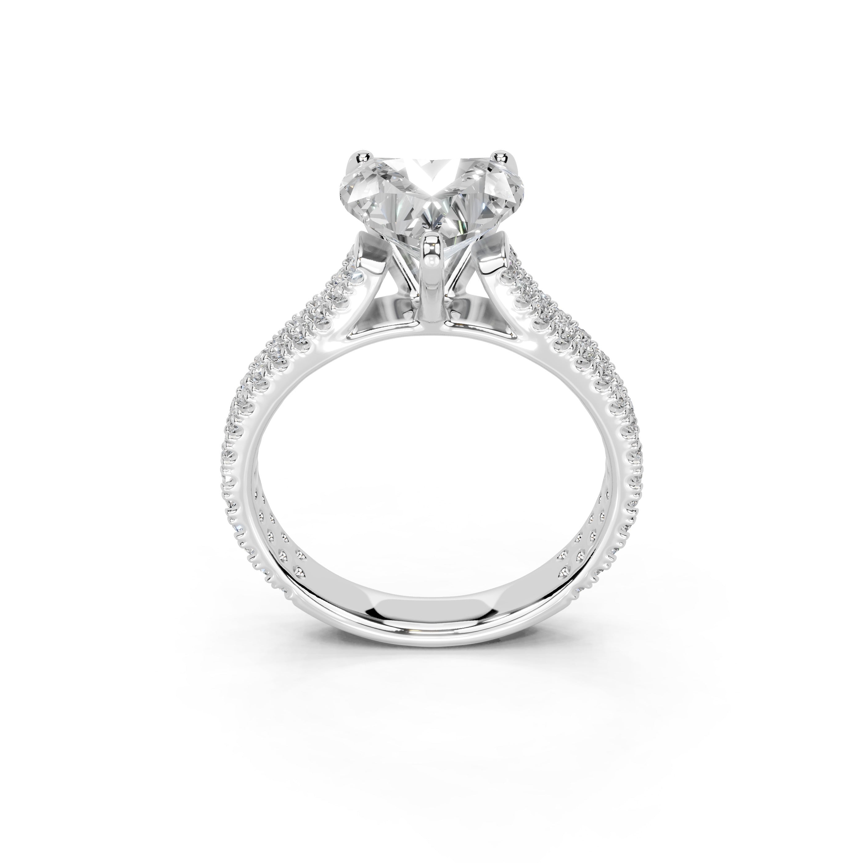 Heart Cut Double Pave Lab Grown Diamond Engagement Ring