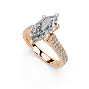 Marquise Cut Double Pave Lab Grown Diamond Engagement Ring