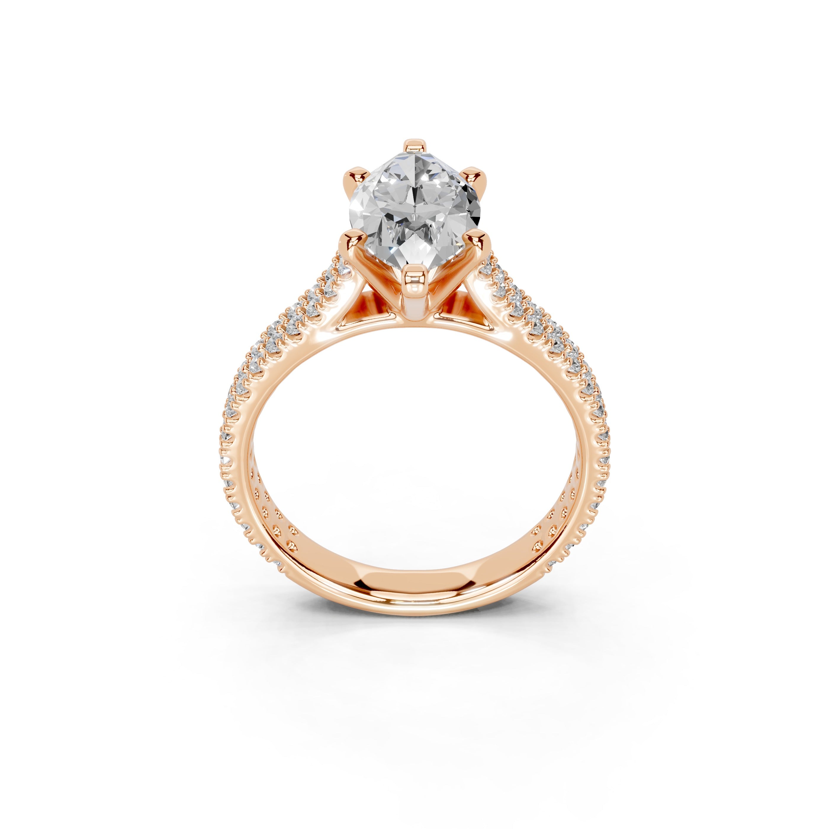 Marquise Cut Double Pave Lab Grown Diamond Engagement Ring