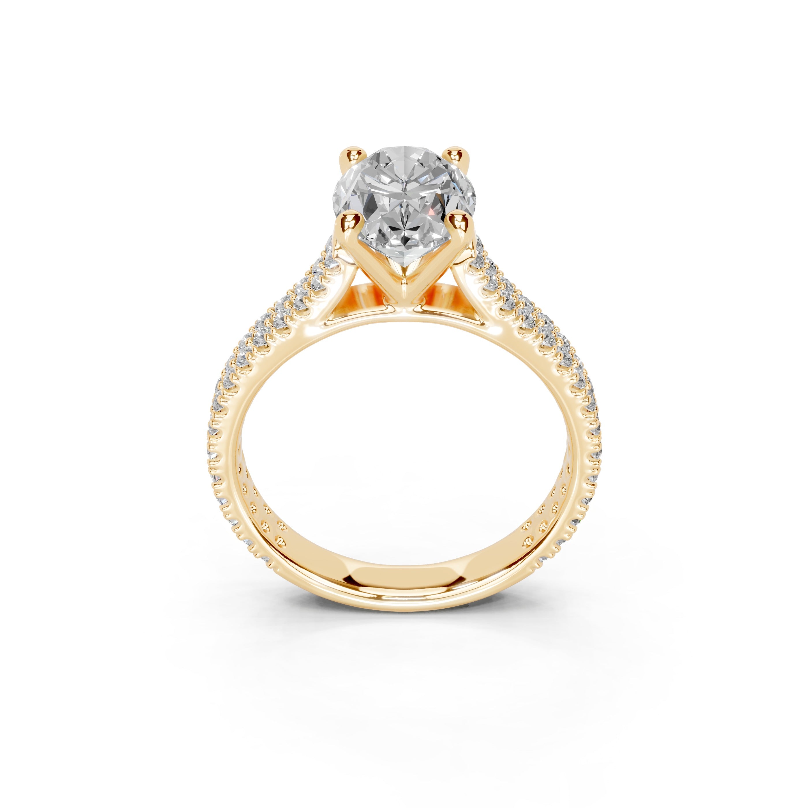 Oval Cut Double Pave Lab Grown Diamond Engagement Ring