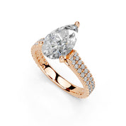 Pear Cut Double Pave Lab Grown Diamond Engagement Ring