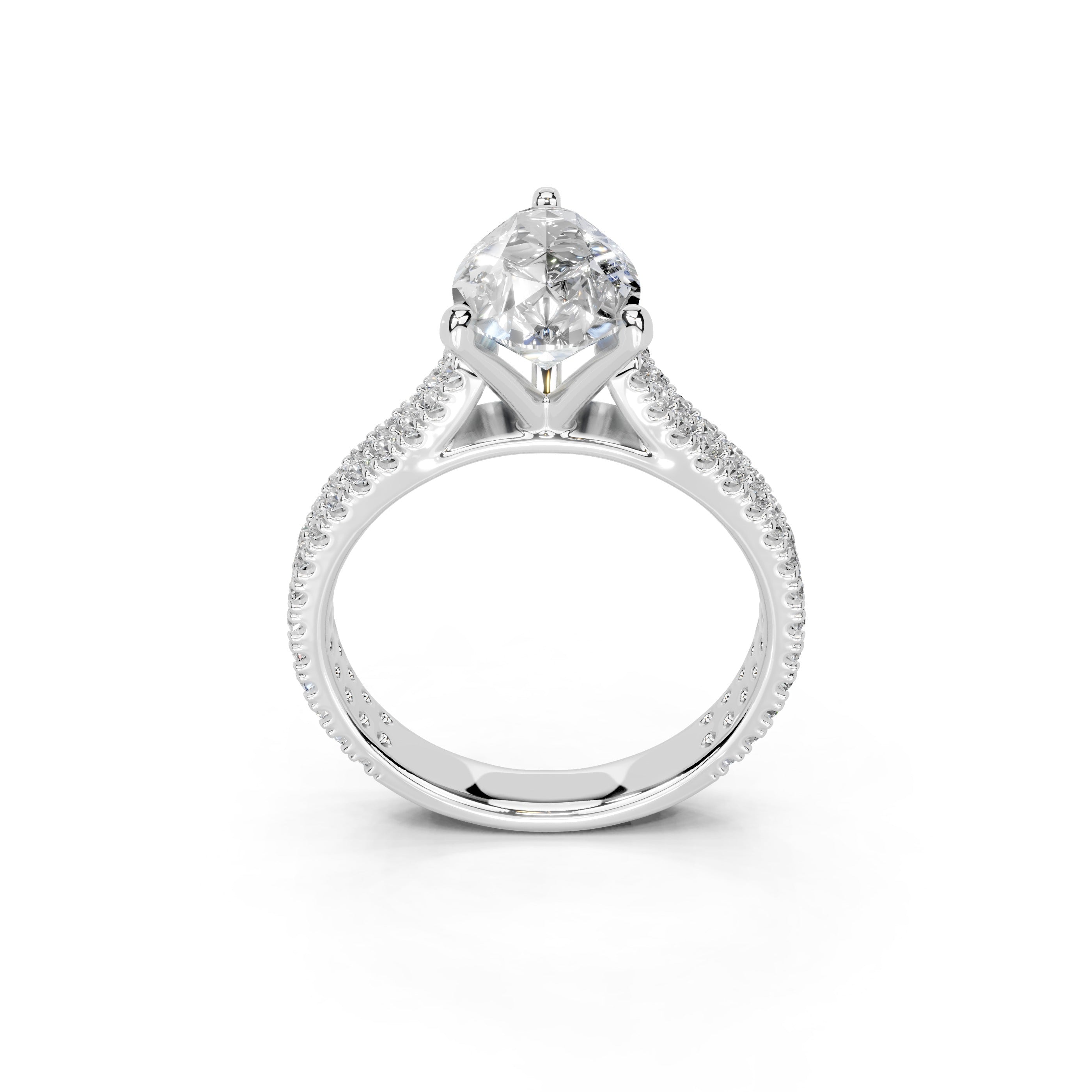 Pear Cut Double Pave Lab Grown Diamond Engagement Ring