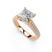 Princess Cut Double Pave Lab Grown Diamond Engagement Ring