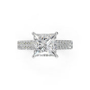 Princess Cut Double Pave Lab Grown Diamond Engagement Ring