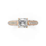 Asscher Cut with Hidden Stones Double Pave Lab Grown Diamond Engagement Ring