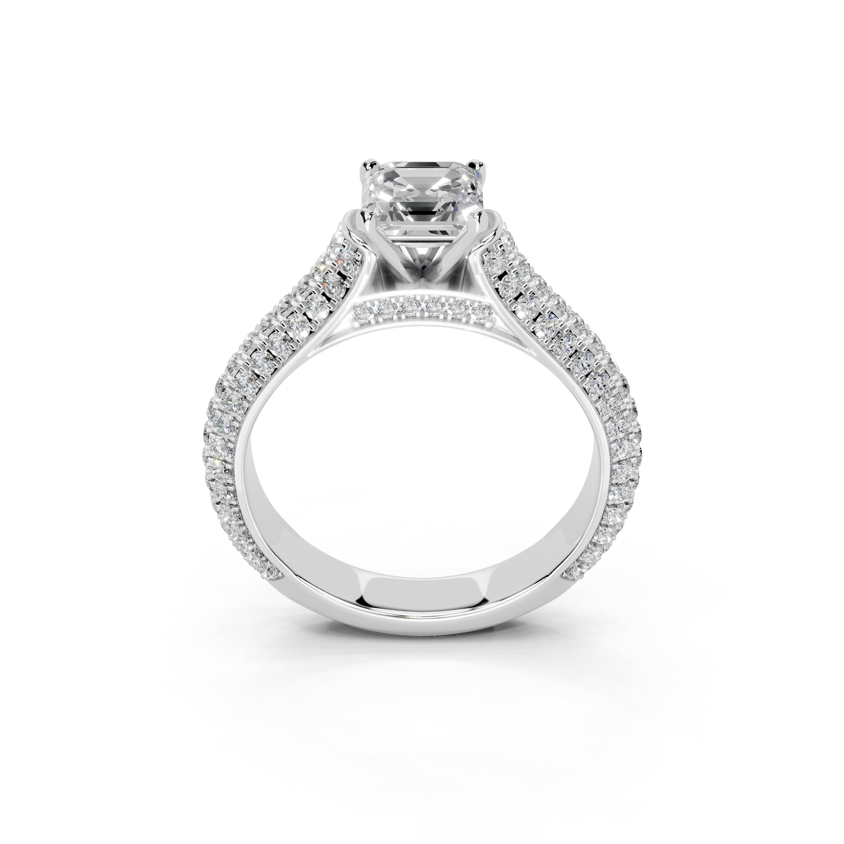 Asscher Cut with Hidden Stones Double Pave Lab Grown Diamond Engagement Ring