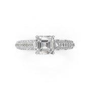 Asscher Cut with Hidden Stones Double Pave Lab Grown Diamond Engagement Ring