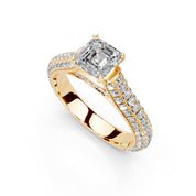 Asscher Cut with Hidden Stones Double Pave Lab Grown Diamond Engagement Ring