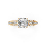 Asscher Cut with Hidden Stones Double Pave Lab Grown Diamond Engagement Ring