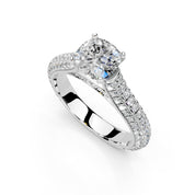 Cushion Cut with Hidden Stones Double Pave Lab Grown Diamond Engagement Ring