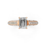 Emerald Cut with Hidden Stones Double Pave Lab Grown Diamond Engagement Ring