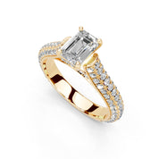 Emerald Cut with Hidden Stones Double Pave Lab Grown Diamond Engagement Ring