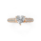 Heart Cut with Hidden Stones Double Pave Lab Grown Diamond Engagement Ring