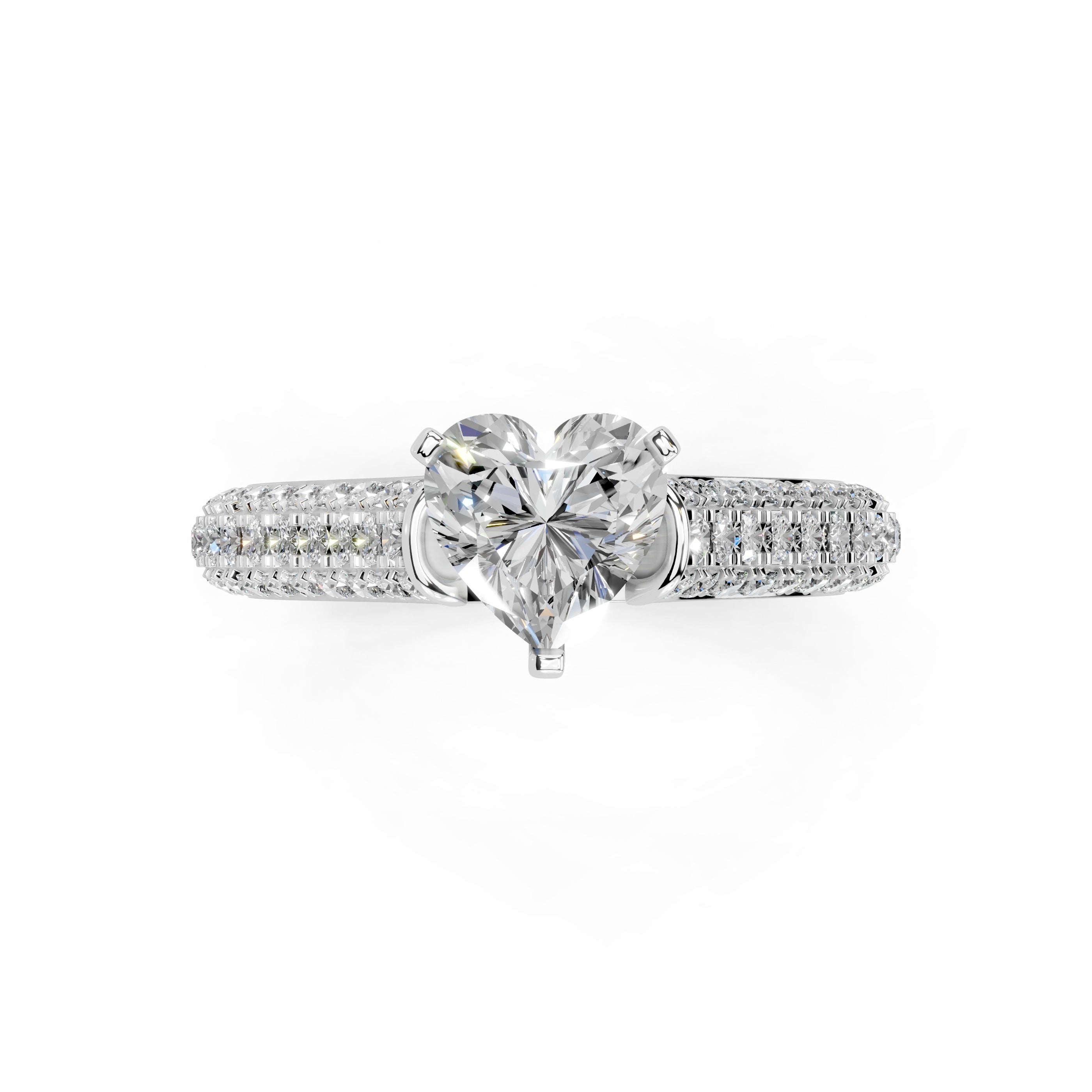 Heart Cut with Hidden Stones Double Pave Lab Grown Diamond Engagement Ring