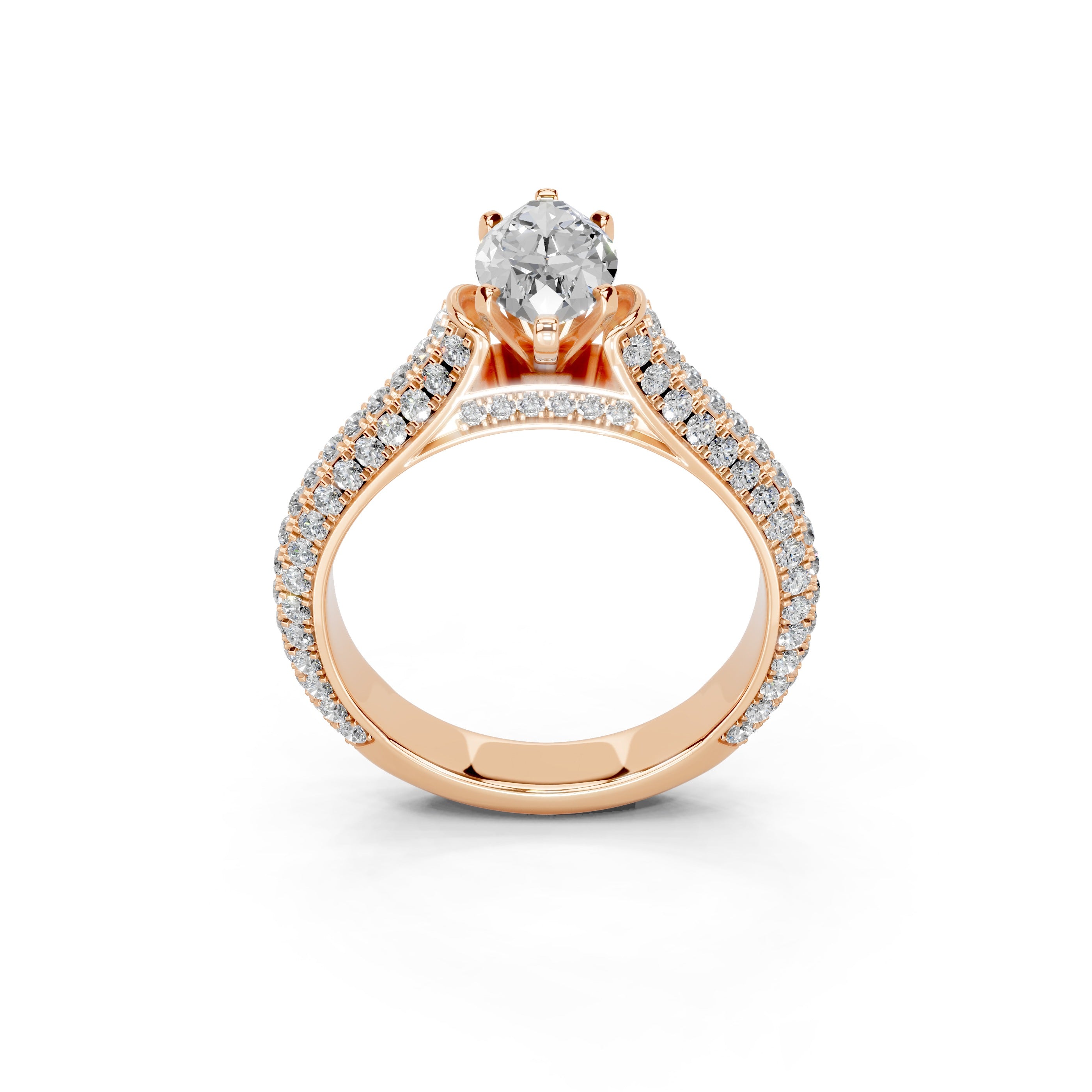 Marquise Cut with Hidden Stones Double Pave Lab Grown Diamond Engagement Ring