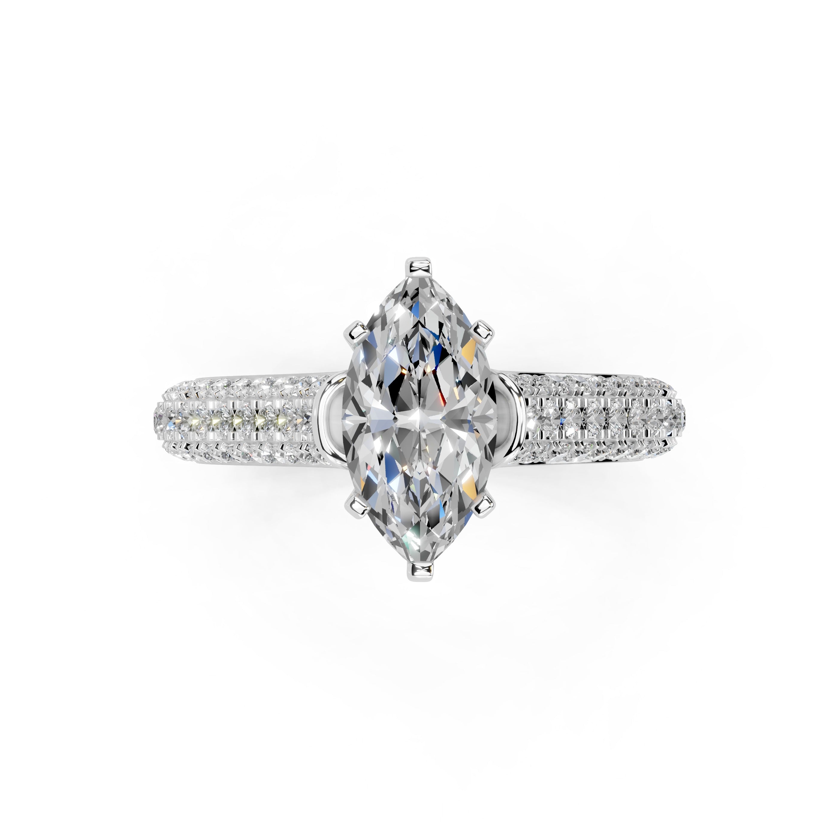 Marquise Cut with Hidden Stones Double Pave Lab Grown Diamond Engagement Ring