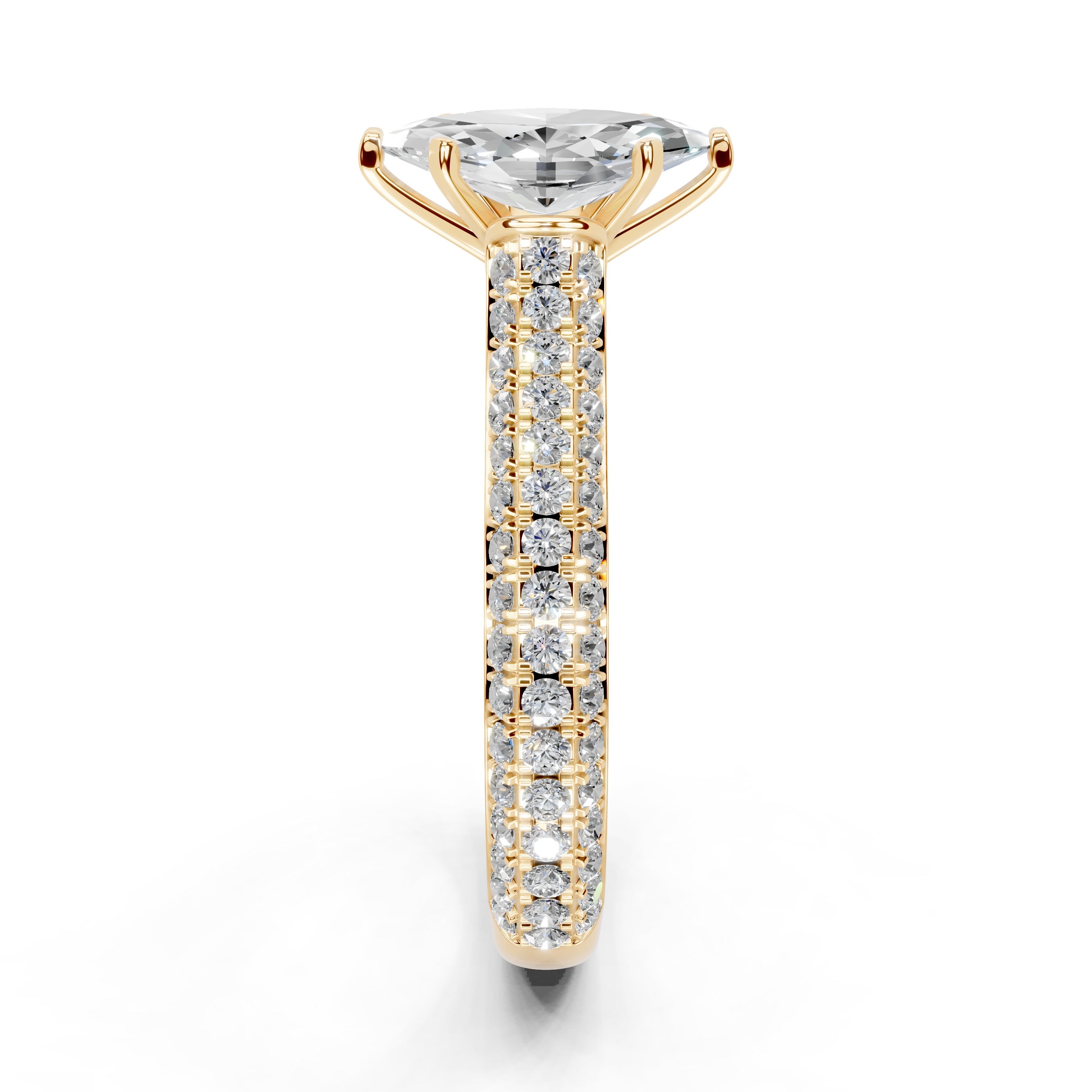 Marquise Cut with Hidden Stones Double Pave Lab Grown Diamond Engagement Ring