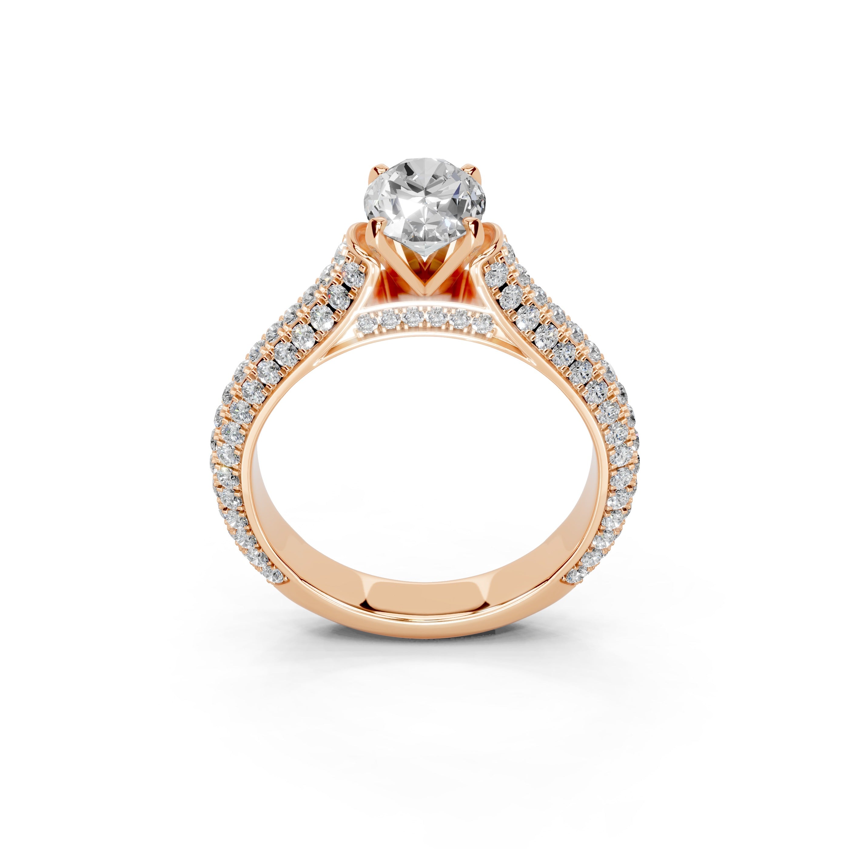 Oval Cut with Hidden Stones Double Pave Lab Grown Diamond Engagement Ring