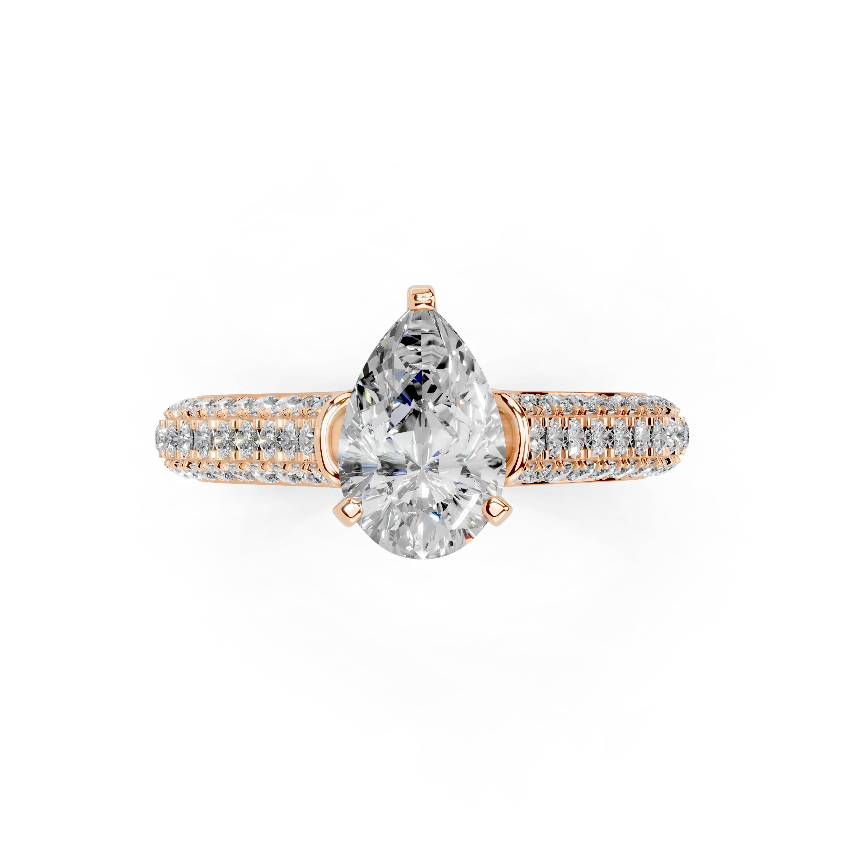 Pear Cut with Hidden Stones Double Pave Lab Grown Diamond Engagement Ring