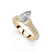 Pear Cut with Hidden Stones Double Pave Lab Grown Diamond Engagement Ring