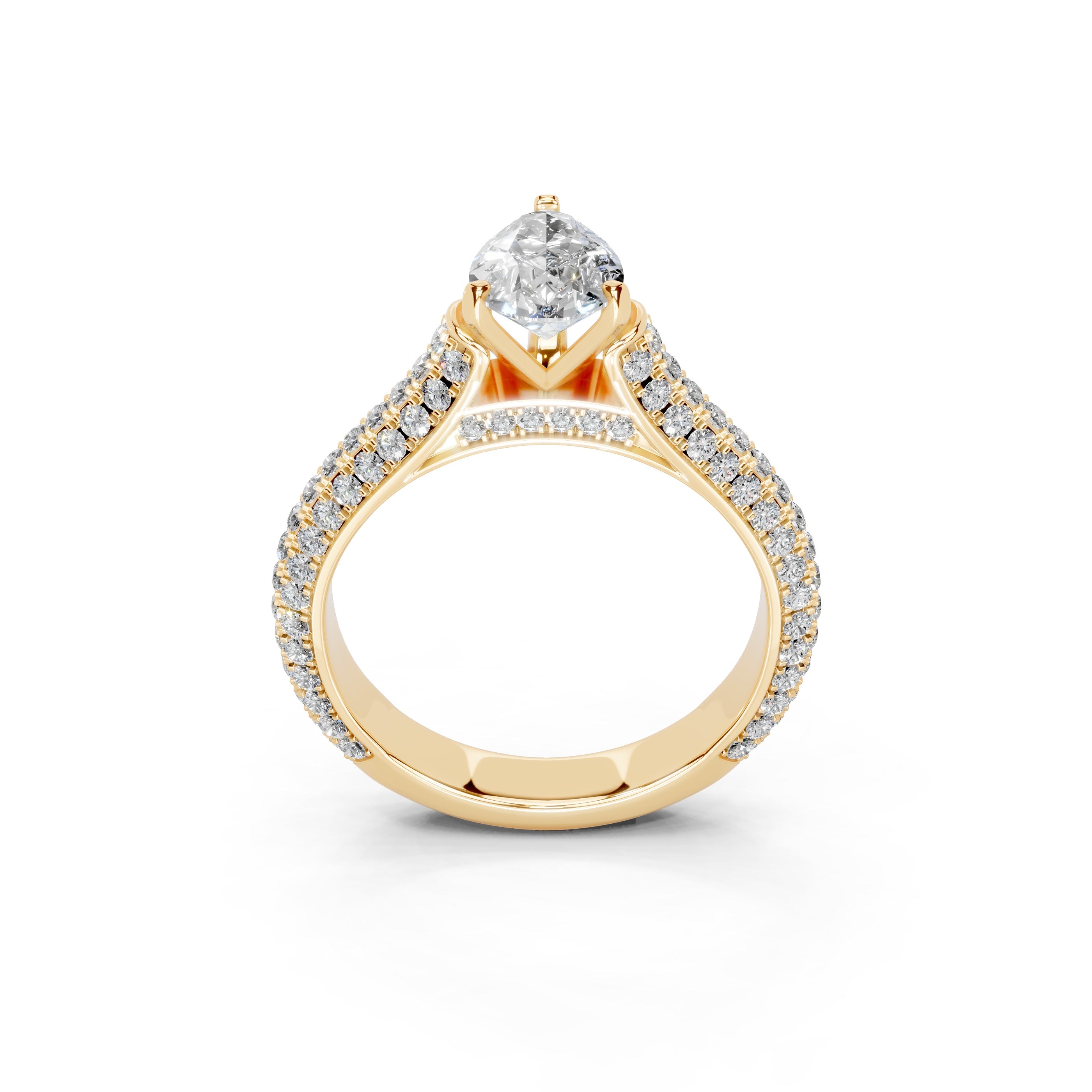 Pear Cut with Hidden Stones Double Pave Lab Grown Diamond Engagement Ring