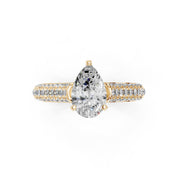 Pear Cut with Hidden Stones Double Pave Lab Grown Diamond Engagement Ring